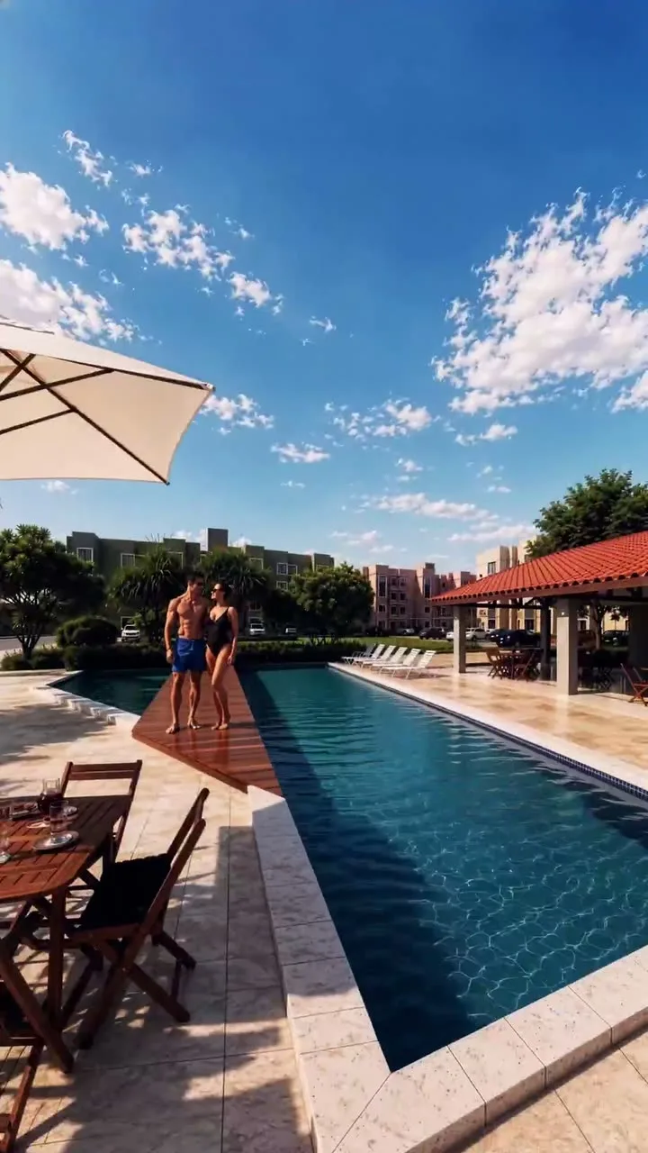 Piscina e lifestyle do projeto Jardins